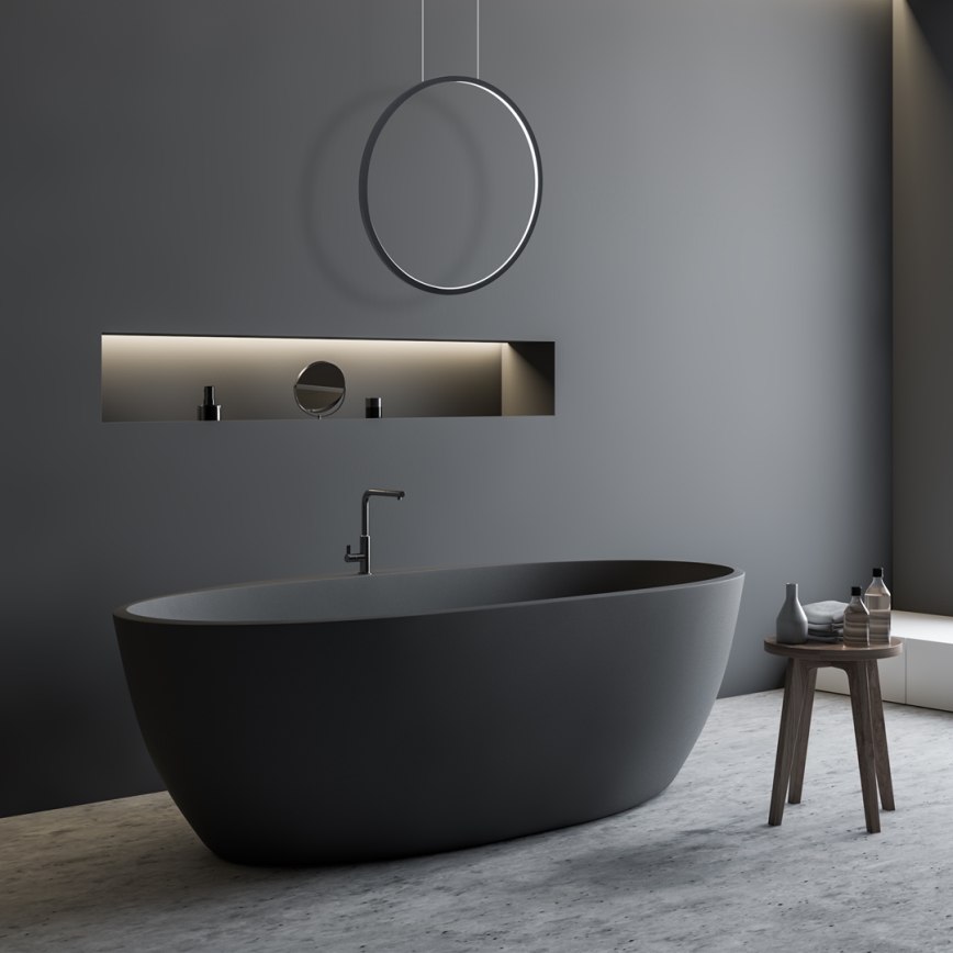 LED Lustr na lanku SATURNO LED/28W/230V pr. 50 cm IP44 černá