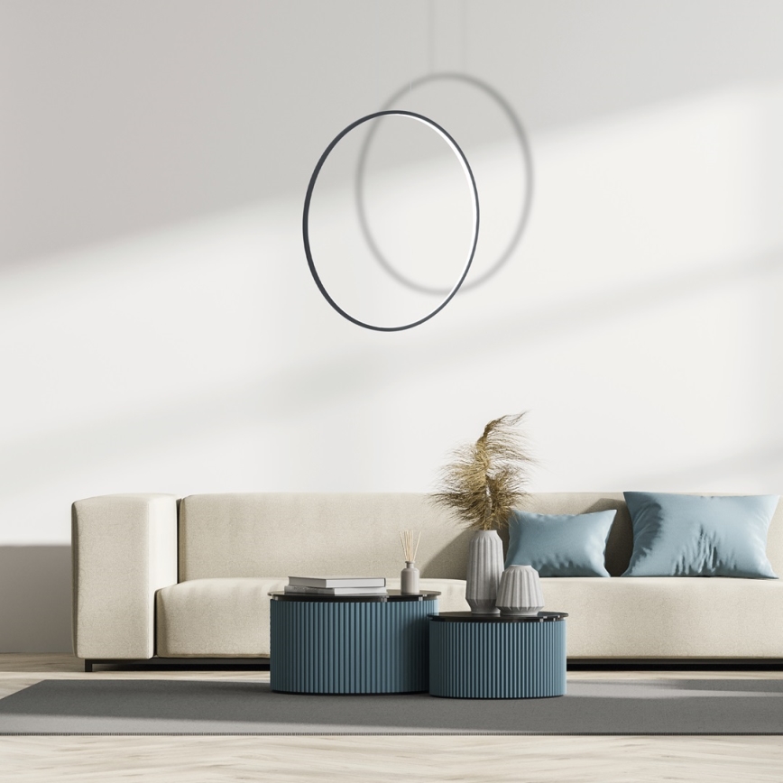 LED Lustr na lanku SATURNO LED/46W/230V pr. 80 cm IP44 černá