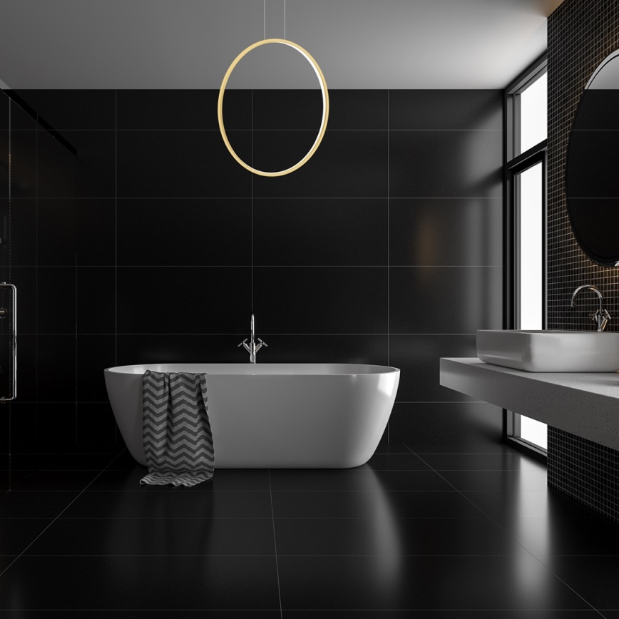 LED Lustr na lanku SATURNO LED/46W/230V pr. 80 cm IP44 zlatá