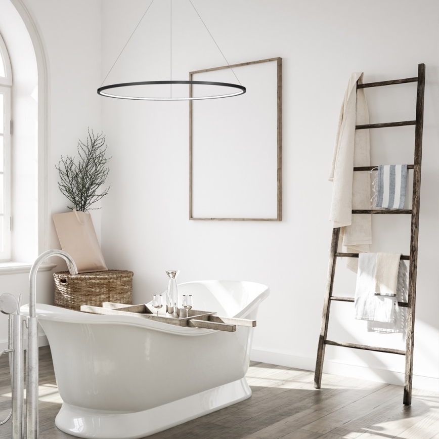 LED Lustr na lanku SATURNO LED/57W/230V pr. 100 cm IP44 černá