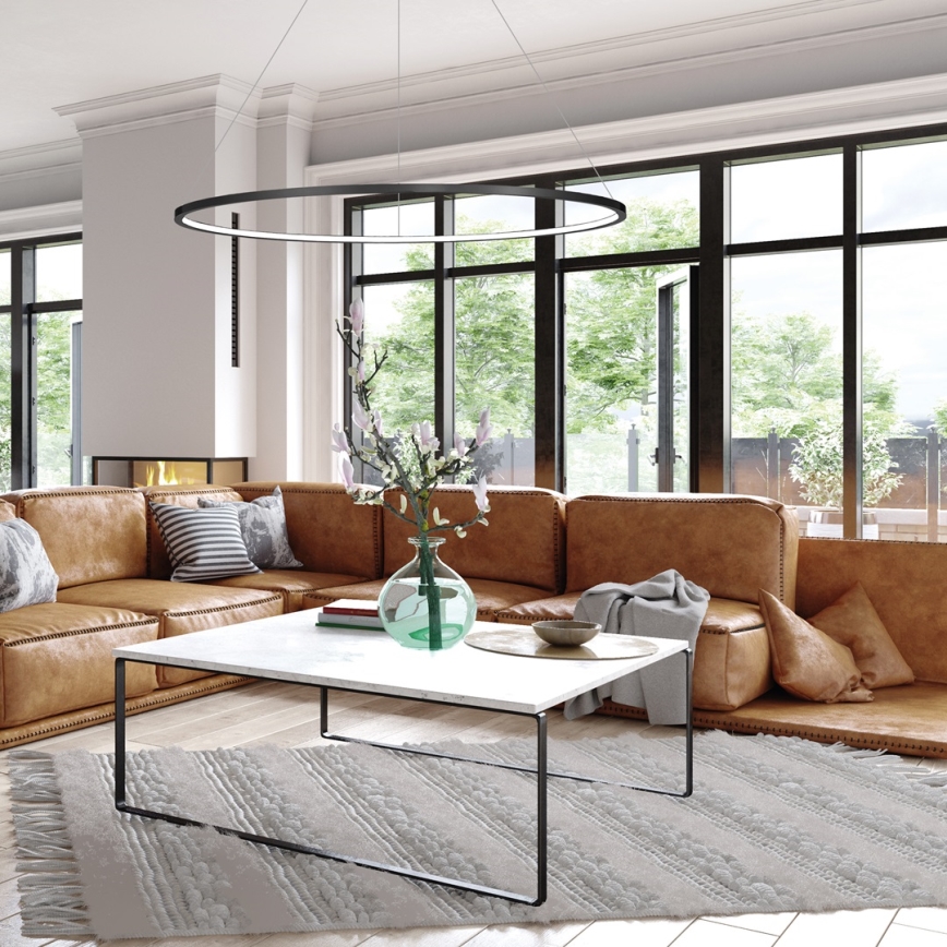 LED Lustr na lanku SATURNO LED/57W/230V pr. 100 cm IP44 černá