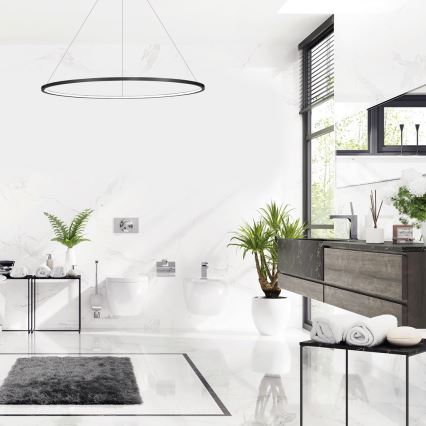 LED Lustr na lanku SATURNO LED/65W/230V pr. 120 cm IP44 černá