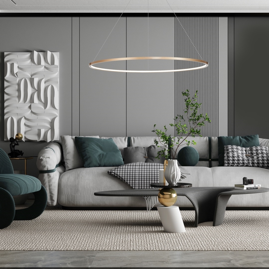 LED Lustr na lanku SATURNO LED/65W/230V pr. 120 cm IP44 zlatá