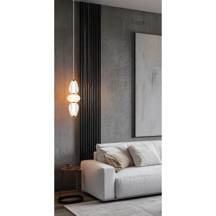LED Lustr na lanku SHINY LED/17W/230V bílá/zlatá