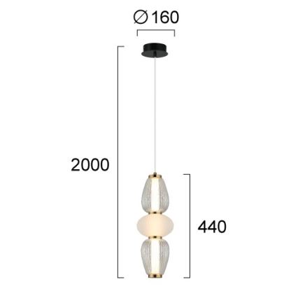 LED Lustr na lanku SHINY LED/17W/230V bílá/zlatá