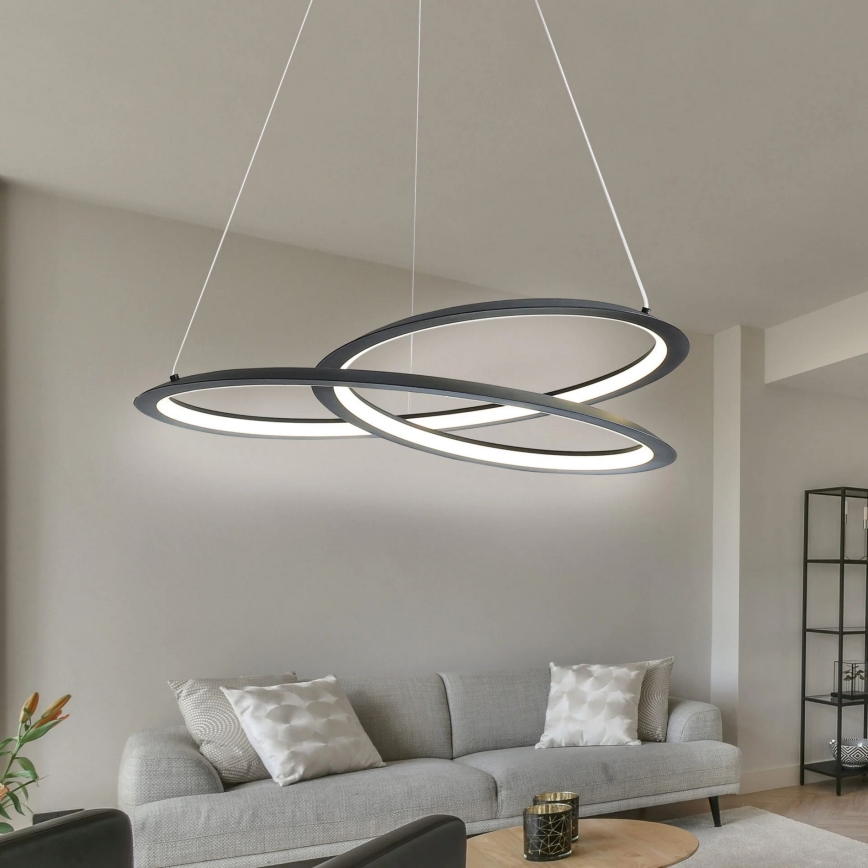 LED Lustr na lanku TANGO LED/44W/230V 4000K pr. 60 cm černá