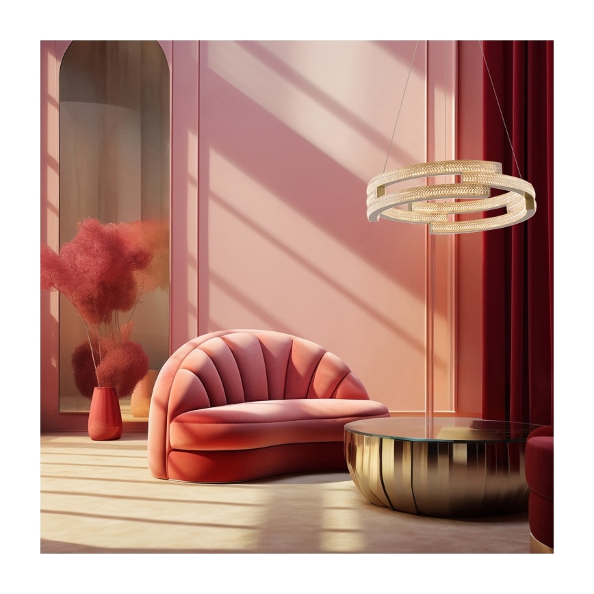 LED Lustr na lanku TARJA LED/36W/230V 3000/4000/6000K pr. 60 cm zlatá