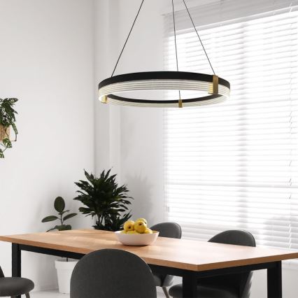 LED Lustr na lanku TRIANGLE LED/40W/230V 3000/4000/6000K pr. 60 cm černá