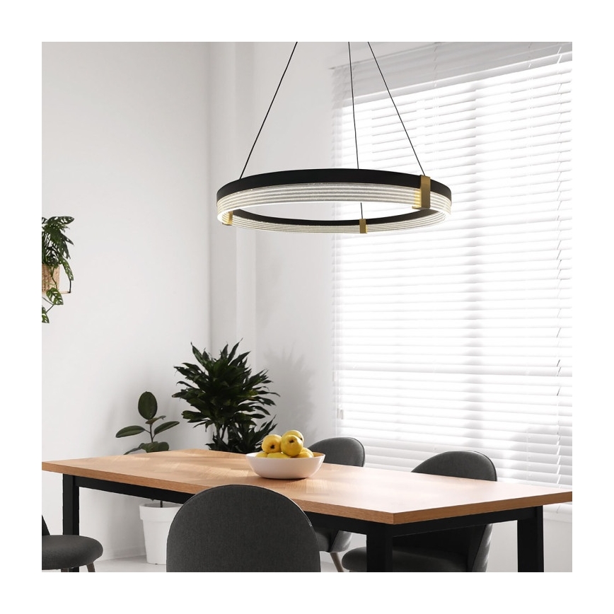 LED Lustr na lanku TRIANGLE LED/40W/230V 3000/4000/6000K pr. 60 cm černá