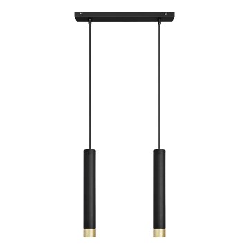 LED Lustr na lanku TUBA 2xGU10/4,8W/230V černá/zlatá