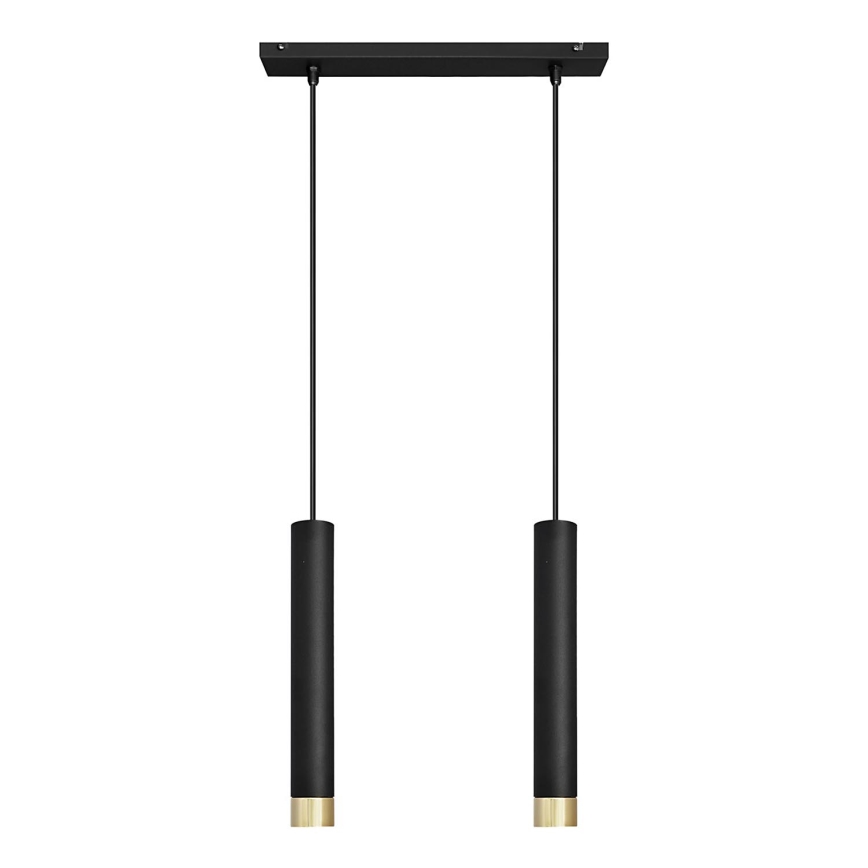 LED Lustr na lanku TUBA 2xGU10/4,8W/230V černá/zlatá