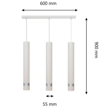 LED Lustr na lanku TUBA 3xGU10/4,8W/230V bílá/lesklý chrom