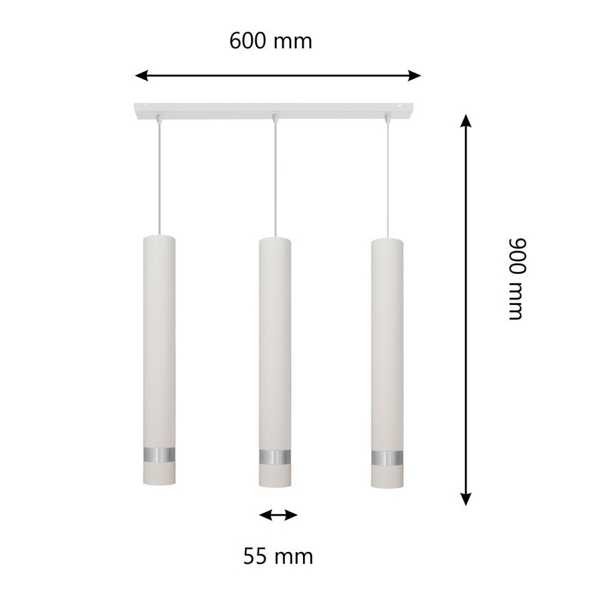 LED Lustr na lanku TUBA 3xGU10/4,8W/230V bílá/lesklý chrom
