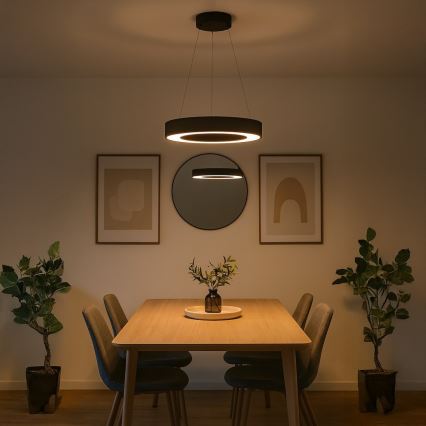 LED Lustr na lanku UNION LED/40W/230V 3000/4000/6500K pr. 40 cm černá