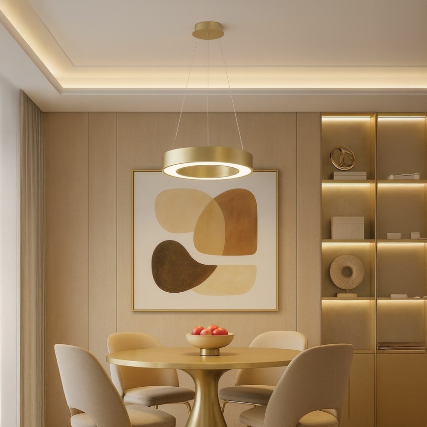 LED Lustr na lanku UNION LED/40W/230V 3000/4000/6500K pr. 40 cm zlatá