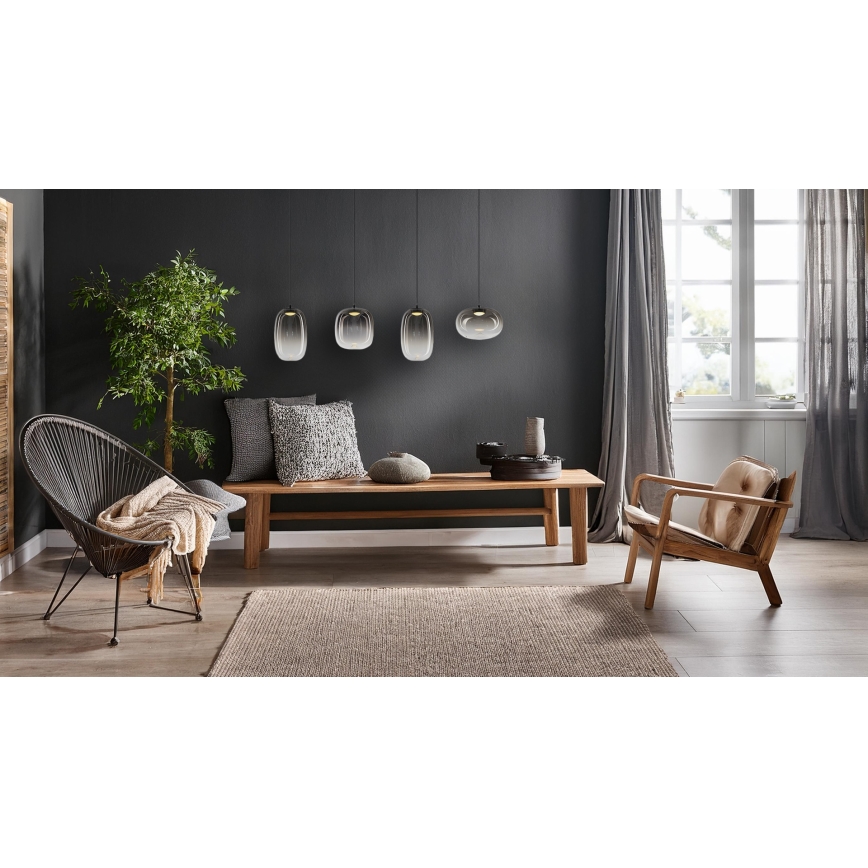LED Lustr na lanku VASO LED/15W/230V černá/kouřová