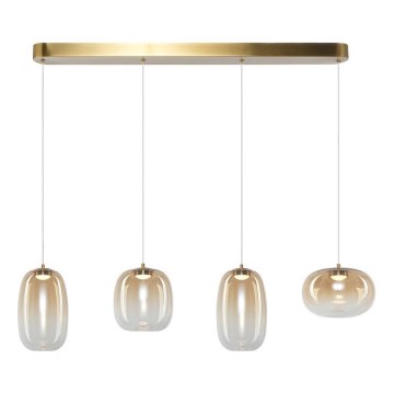 LED Lustr na lanku VASO LED/15W/230V zlatá/kouřová