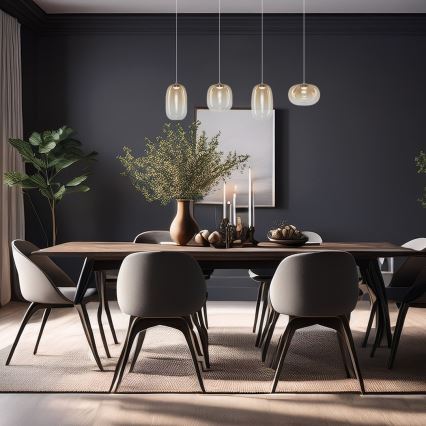 LED Lustr na lanku VASO LED/15W/230V zlatá/kouřová