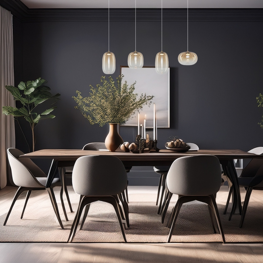 LED Lustr na lanku VASO LED/15W/230V zlatá/kouřová