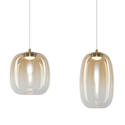 LED Lustr na lanku VASO LED/15W/230V zlatá/kouřová
