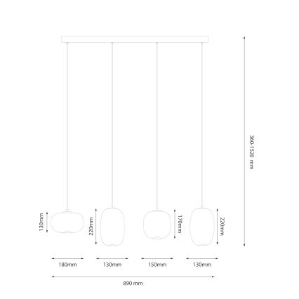 LED Lustr na lanku VASO LED/15W/230V zlatá/kouřová