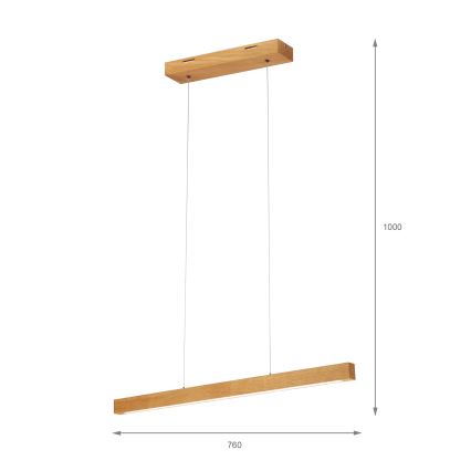 LED Lustr na lanku VERDE LED/18W/230V 3000K 76 cm dub