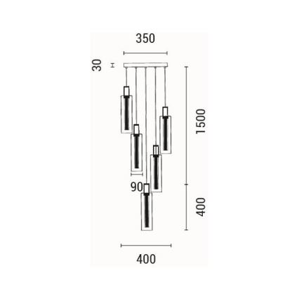 LED Lustr na lanku VIAL LED/38W/230V 3000K