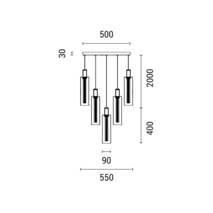 LED Lustr na lanku VIAL LED/60W/230V 3000K
