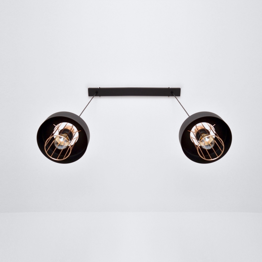 LED Lustr na lanku VOLTA 2xE27/15W/230V černá/rose gold