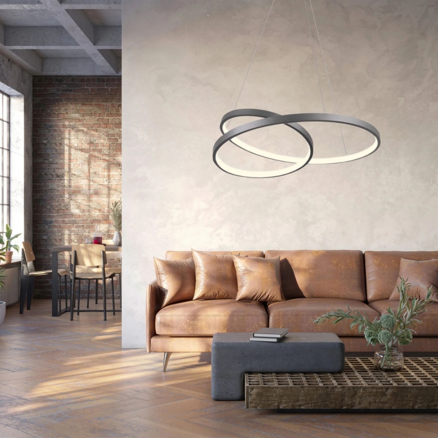 LED Lustr na lanku ZEFIRA LED/40W/230V 4000K pr. 50 cm antracit