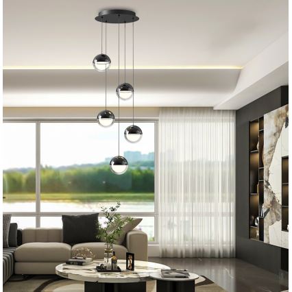 LED Lustr na lanku ZIREA LED/30W/230V černá