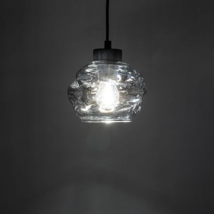 LED Lustr na lanku ZULIA 1xE27/15W/230V černá/kouřová černá