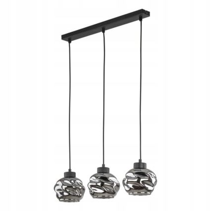 LED Lustr na lanku ZULIA 3xE27/15W/230V černá/kouřová černá