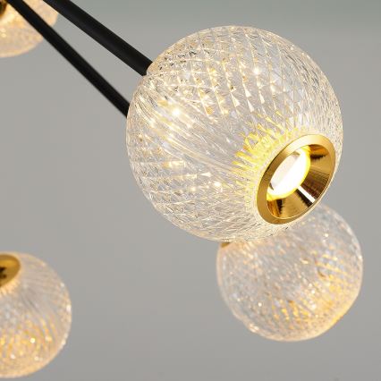 LED Lustr na tyči GELA 12xLED/5W/230V 3000K černá/zlatá