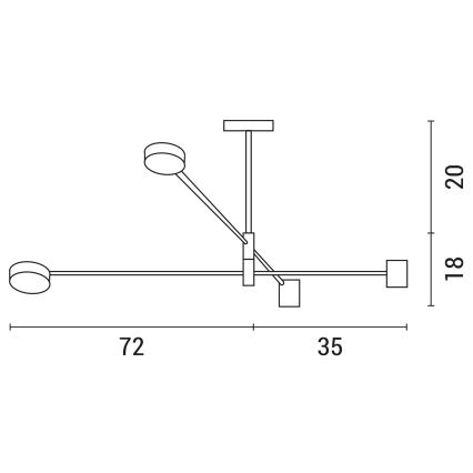 LED Lustr na tyči LED/24W/230V 3000K černá