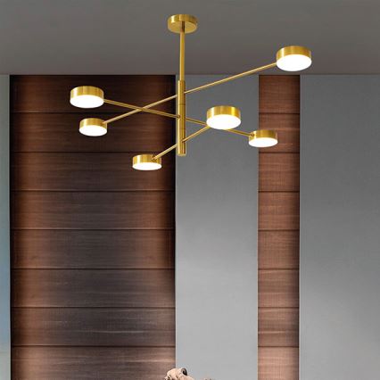 LED Lustr na tyči LED/30W/230V 3000K zlatá