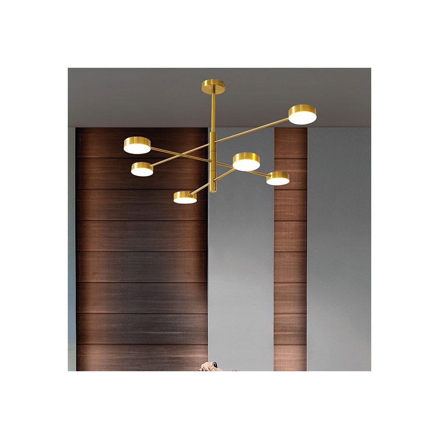 LED Lustr na tyči LED/30W/230V 3000K zlatá