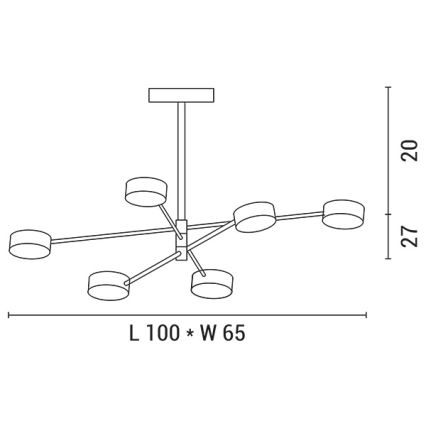 LED Lustr na tyči LED/30W/230V 3000K zlatá