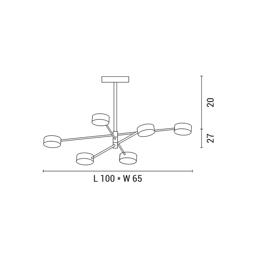 LED Lustr na tyči LED/30W/230V 3000K zlatá