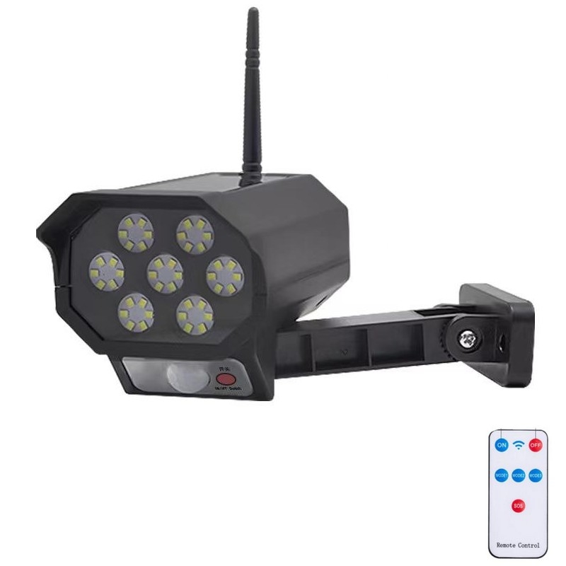 LED Maketa bezpečnostní kamery se senzorem a se solárním panelem LED/5W/5,5V 800 mAh IP65 + dálkové ovládání