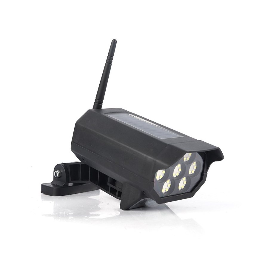 LED Maketa bezpečnostní kamery se senzorem a se solárním panelem LED/5W/5,5V 800 mAh IP65 + dálkové ovládání