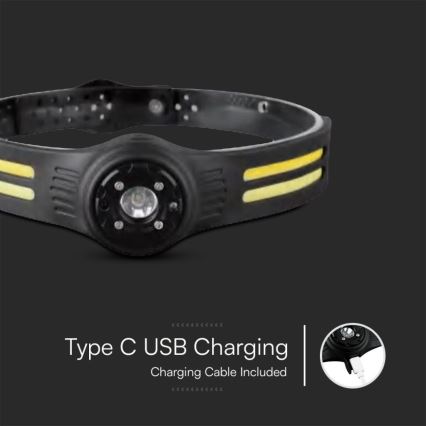 LED Nabíjecí čelovka s červeným světlem USB LED/3W/5V IP43 470 lm 5 h 650 mAh
