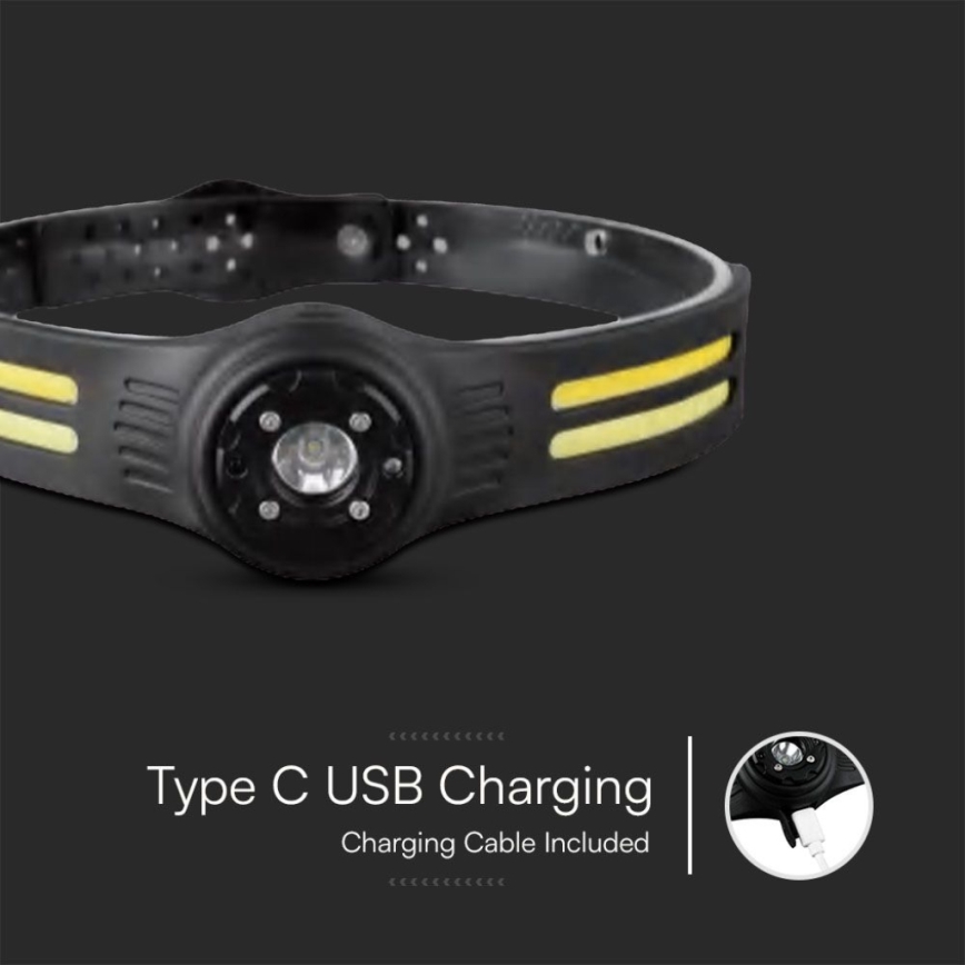 LED Nabíjecí čelovka s červeným světlem USB LED/3W/5V IP43 470 lm 5 h