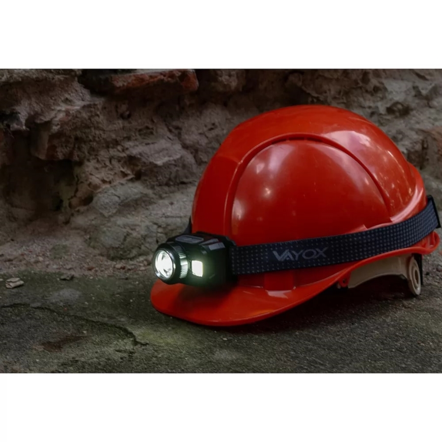 LED Stmívatelná nabíjecí čelovka se senzorem a červeným světlem LED/6W/5V/3xAAA IP44 500 lm 1200 mAh