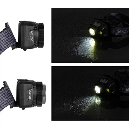 LED Stmívatelná nabíjecí čelovka se senzorem a červeným světlem LED/6W/5V/3xAAA IP44 500 lm 1200 mAh