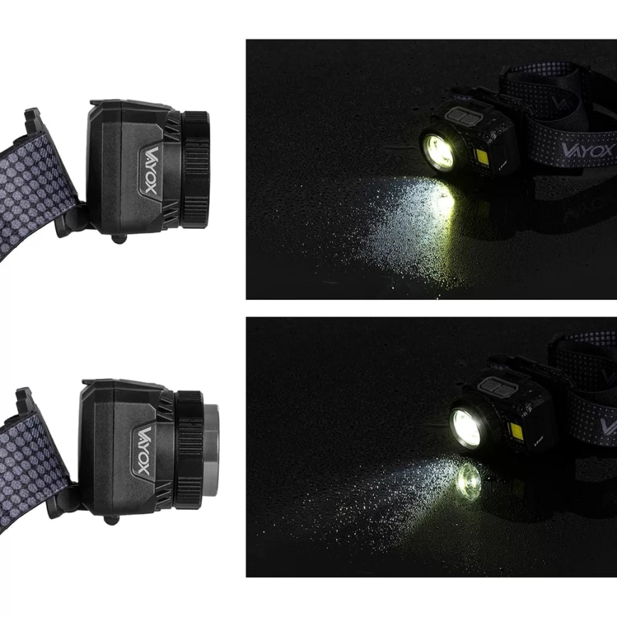 LED Stmívatelná nabíjecí čelovka se senzorem a červeným světlem LED/6W/5V/3xAAA IP44 500 lm 1200 mAh