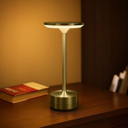 LED Nabíjecí dotyková stolní lampa TAVOLO LED/2,5W/5V 2400 mAh 3000-6000K zlatá