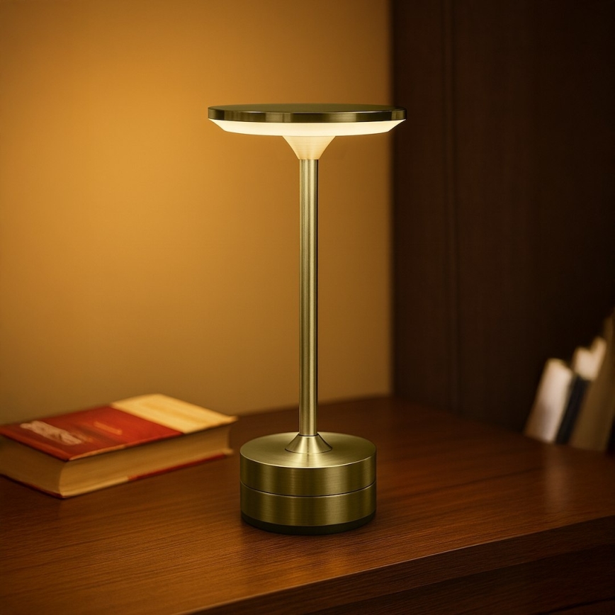 LED Nabíjecí dotyková stolní lampa TAVOLO LED/2,5W/5V 2400 mAh 3000-6000K zlatá