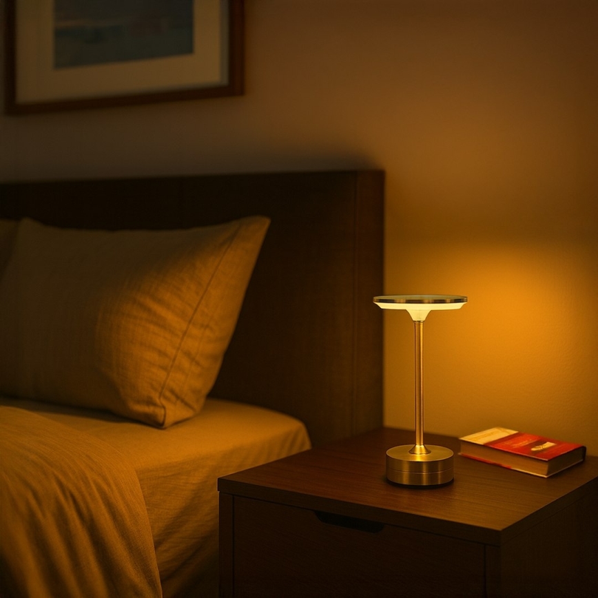 LED Nabíjecí dotyková stolní lampa TAVOLO LED/2,5W/5V 2400 mAh 3000-6000K zlatá