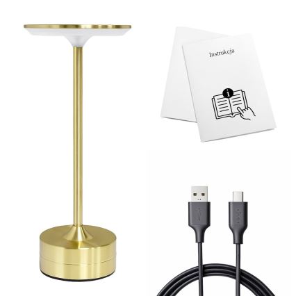 LED Nabíjecí dotyková stolní lampa TAVOLO LED/2,5W/5V 2400 mAh 3000-6000K zlatá